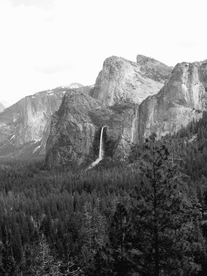 Yosemite Waterfall 2 in Black and White